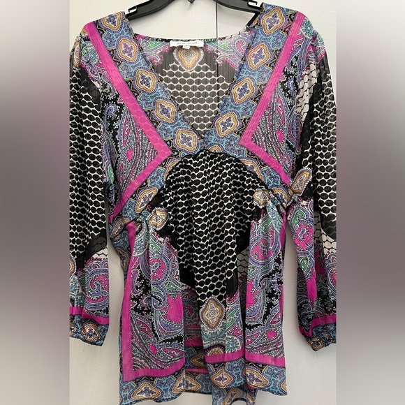 Colorful paisley sheer top - Picture 1 of 16